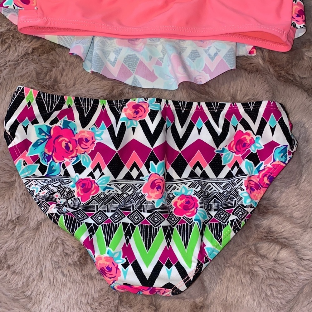 Wonder Nation M (7-8) girls 2-piece bikini swimsuit black pink neon green white‌ - Picture 13 of 13